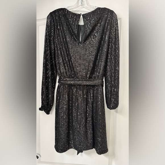 Black sequin long sleeve dress - sz 10 - Picture 2 of 4